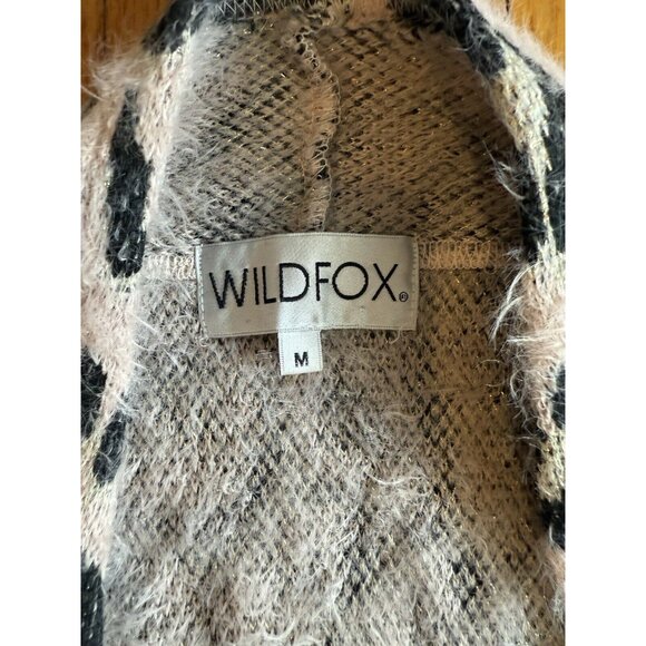Wildfox Eyelash Open front long Cardigan Leopard Size M Casual Chic - Picture 4 of 8